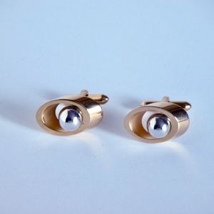 Vintage Mid Century Modern Cufflinks Gold & Silver